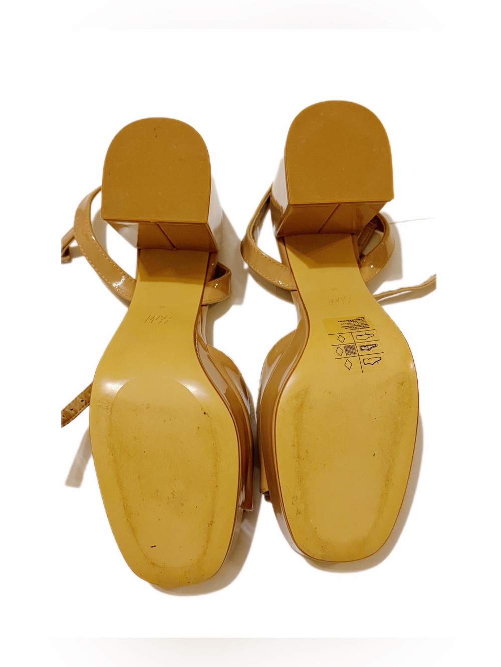 H&M Nude Patent Platform Block Heel Sandals Size 7.5 / 38 - Picture 5 of 5